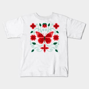 Red Floral Kids T-Shirt